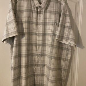 George Gray and White Casual Button Down Shirt 3X